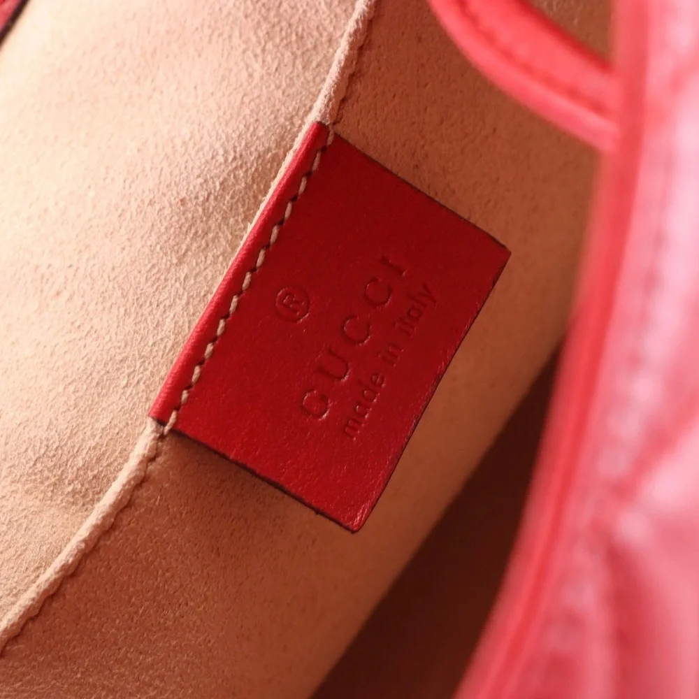 Gucci GG Marmont Chevron Red Leather Backpack Bag Purse - Picture 5 of 10